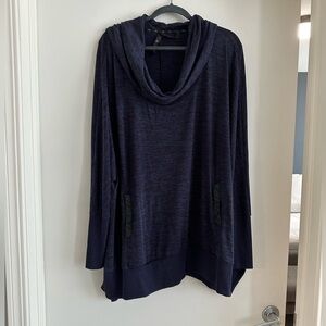 Navy Heather Cowl Neck Tunic Sweatshirt